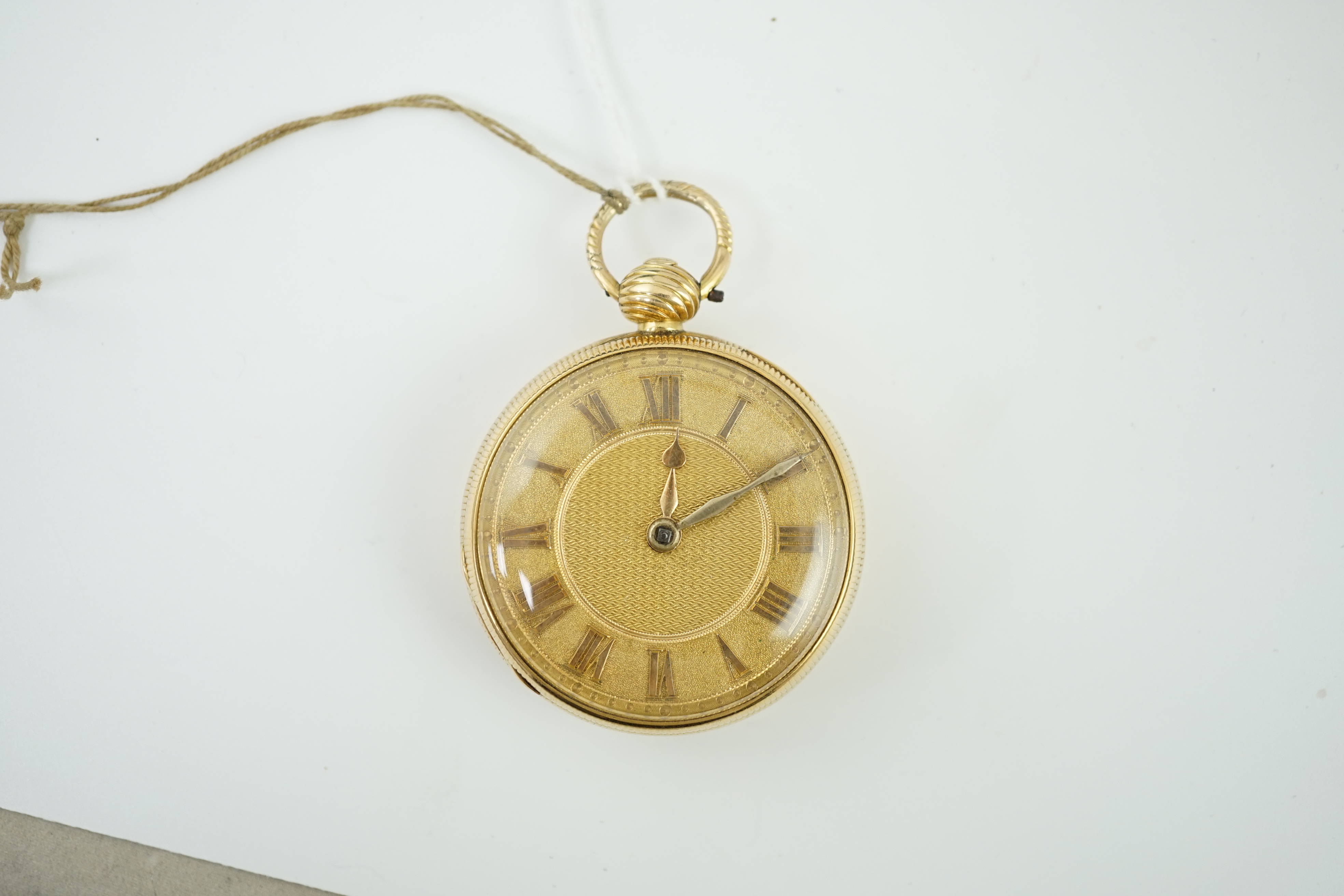 A George III engine turned 18ct gold open face pocket watch, by Young & Sons, Newcastle on Tyne
